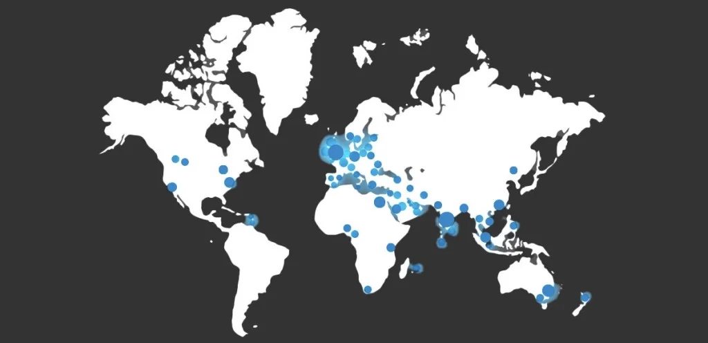 World map showing where MMC Learning students are based
